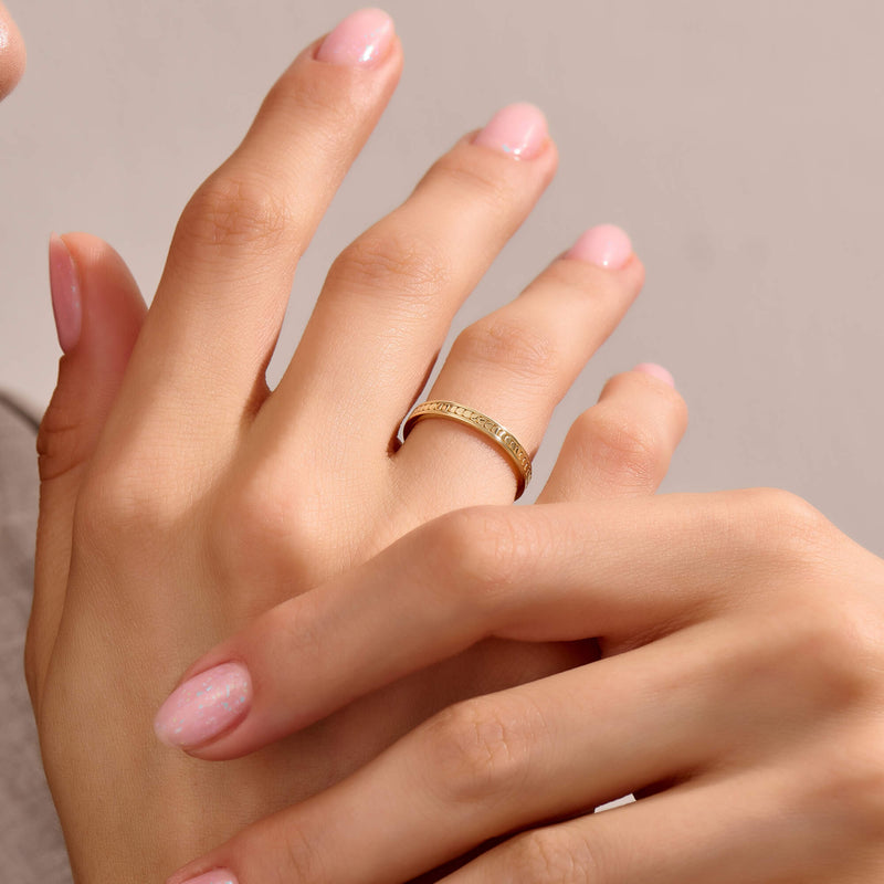 Women's Dot Band Ring in 14K Real Gold