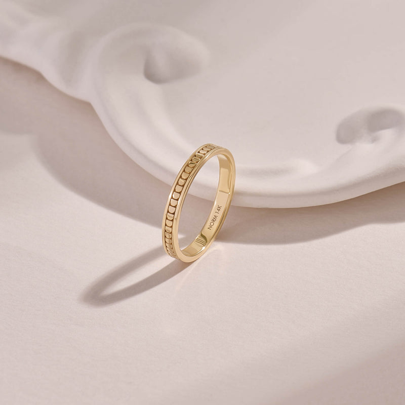 Dotted Band Ring in 14K Solid Yellow Gold