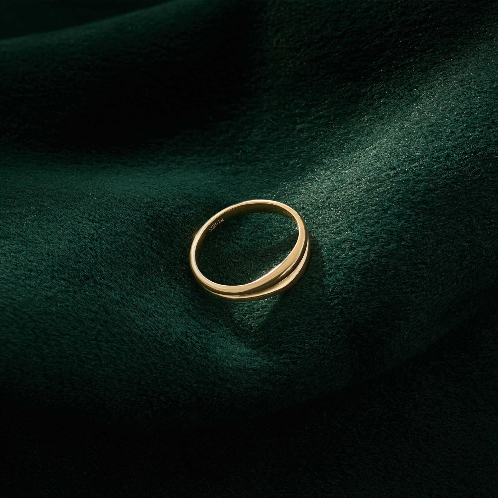 Real Yellow Gold Double Curved Dome Ring