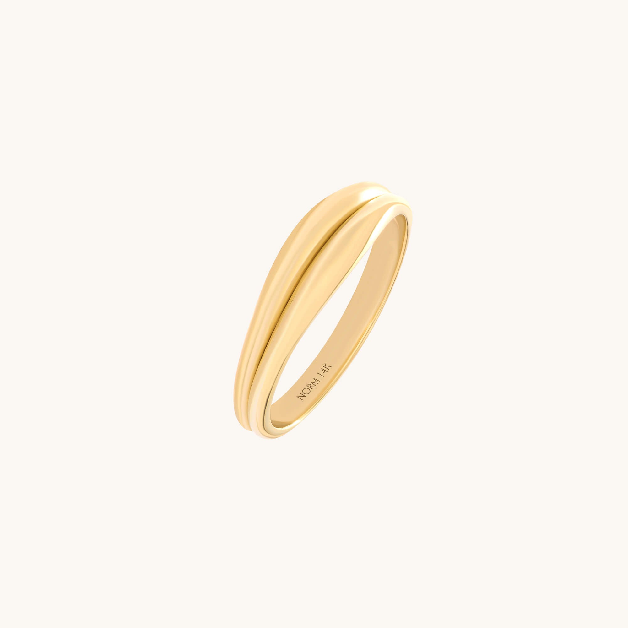 Solid Yellow Gold Double Curved Ring