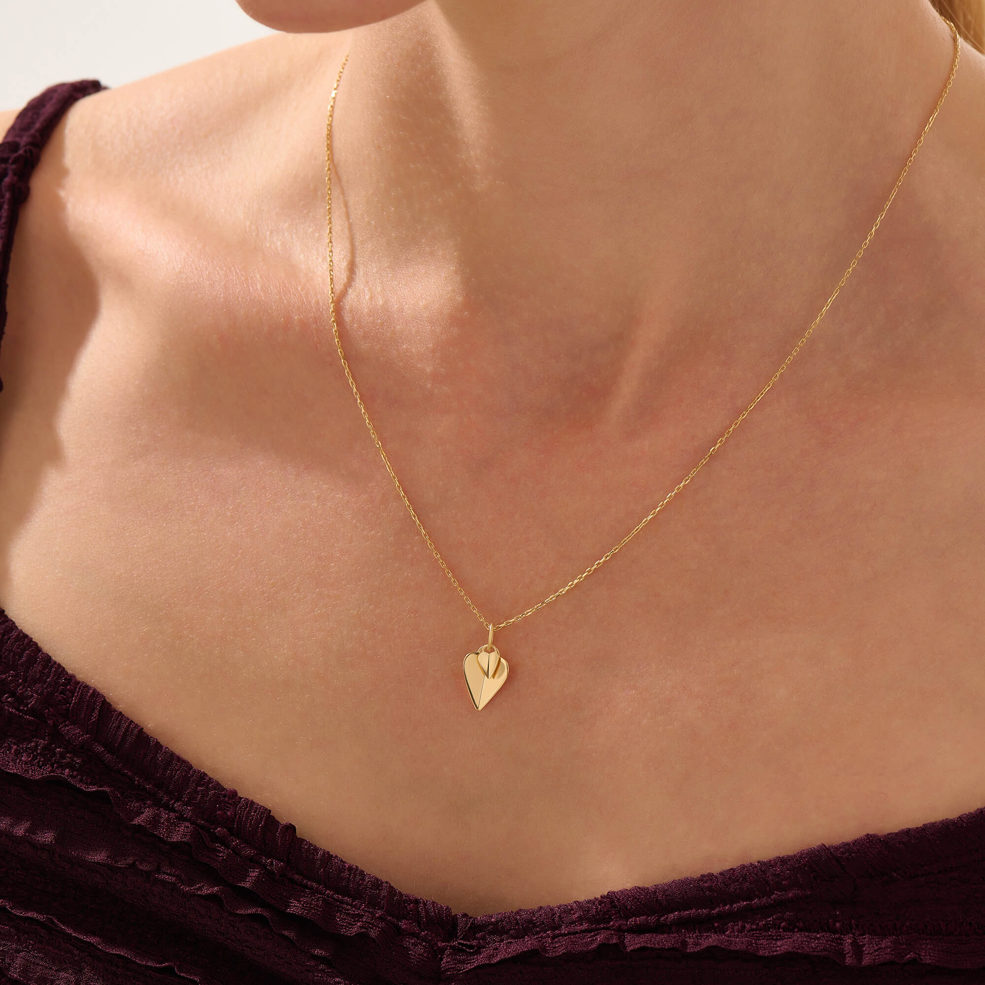 Women's Double Heart Necklace in 24K Gold Vermeil