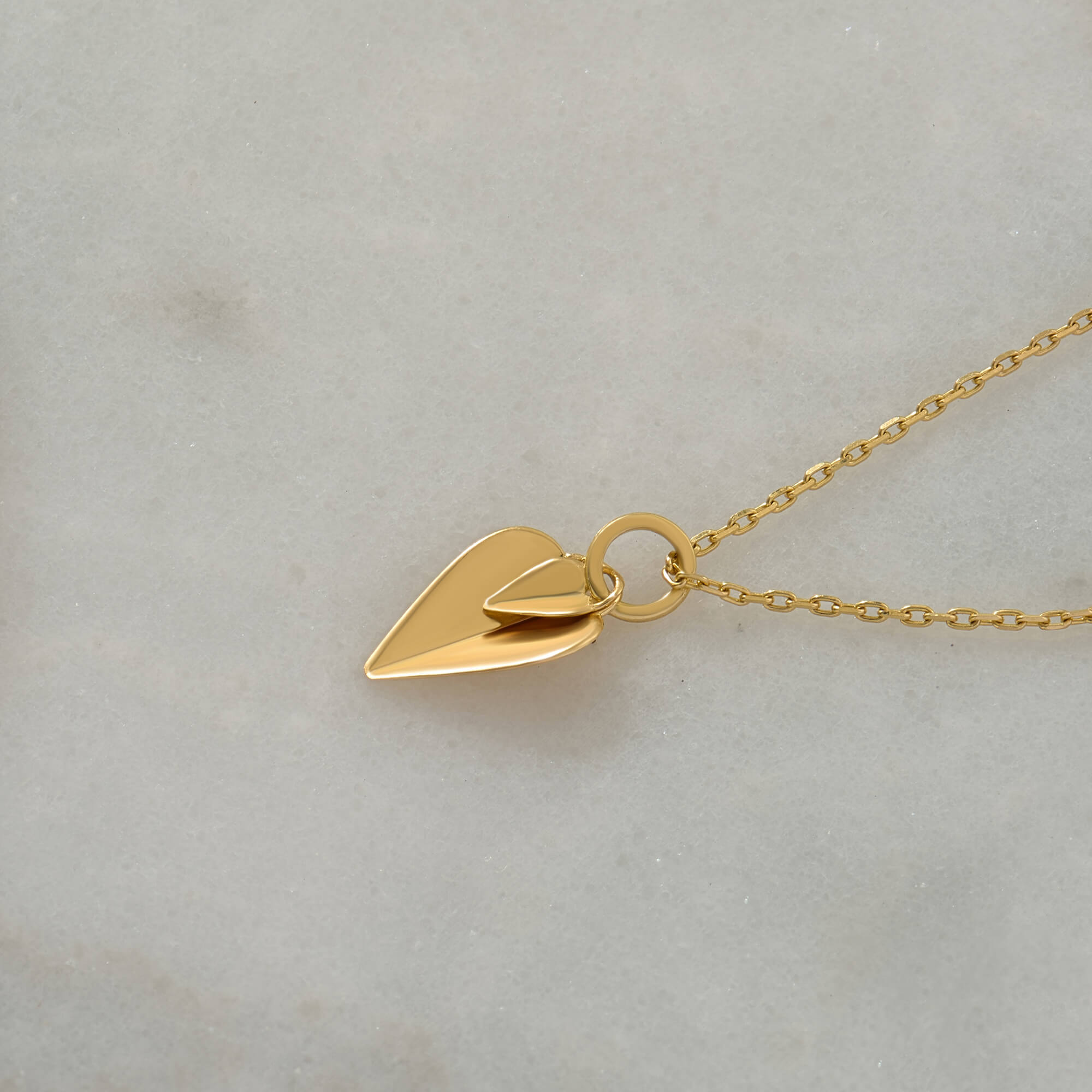 Double Heart Shaped 24K Gold Vermeil Necklace