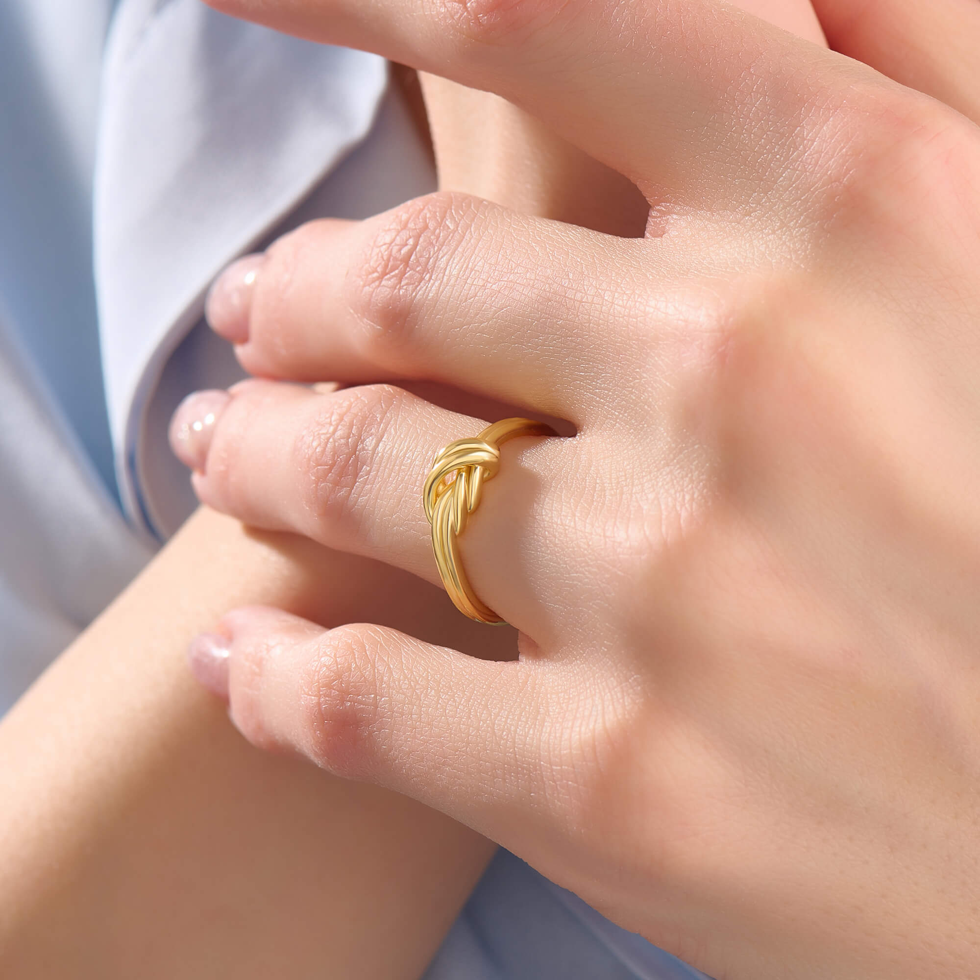 Women's 24K Gold Plated Vermeil Double Knot Ring in Solid Silver