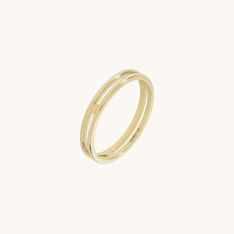 Double Line Ring in 14k Solid Yellow Gold