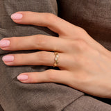 Women's Double Wave Design Diamond Band Ring in Real Gold