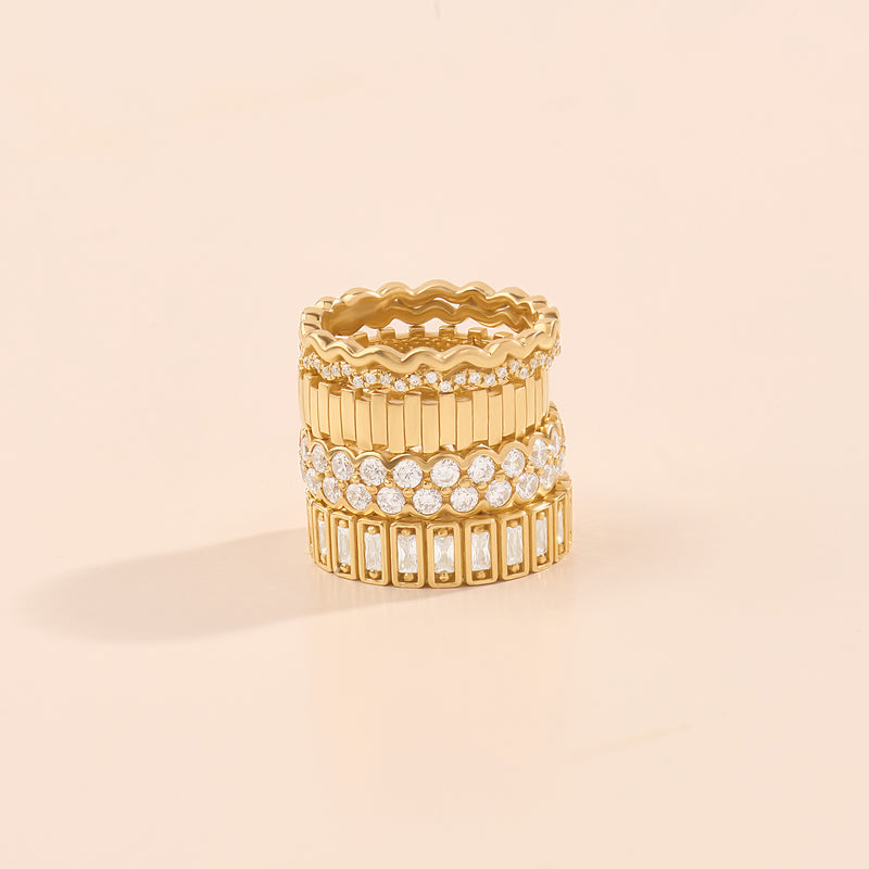 Double Wave Stacking Ring in Gold