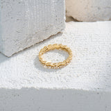 14K Solid Gold Double-Line Wave Stacking Ring