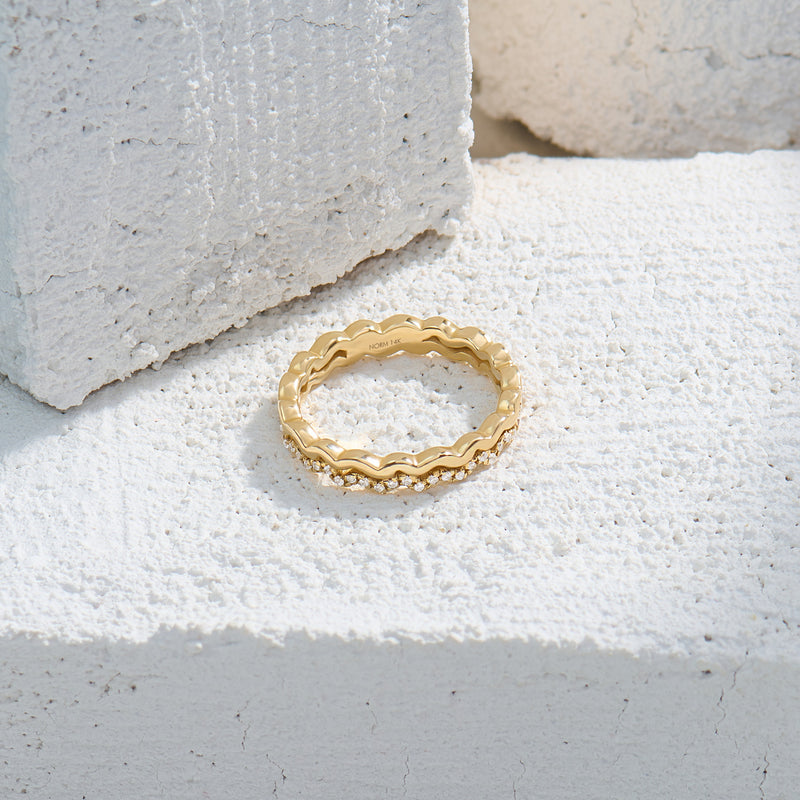 Real Gold Double-Line Wave Stacking Ring – NORM JEWELS