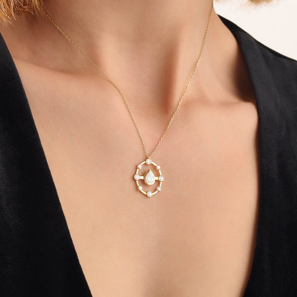 Women's Drop Harmony Necklace in 14K Solid Gold