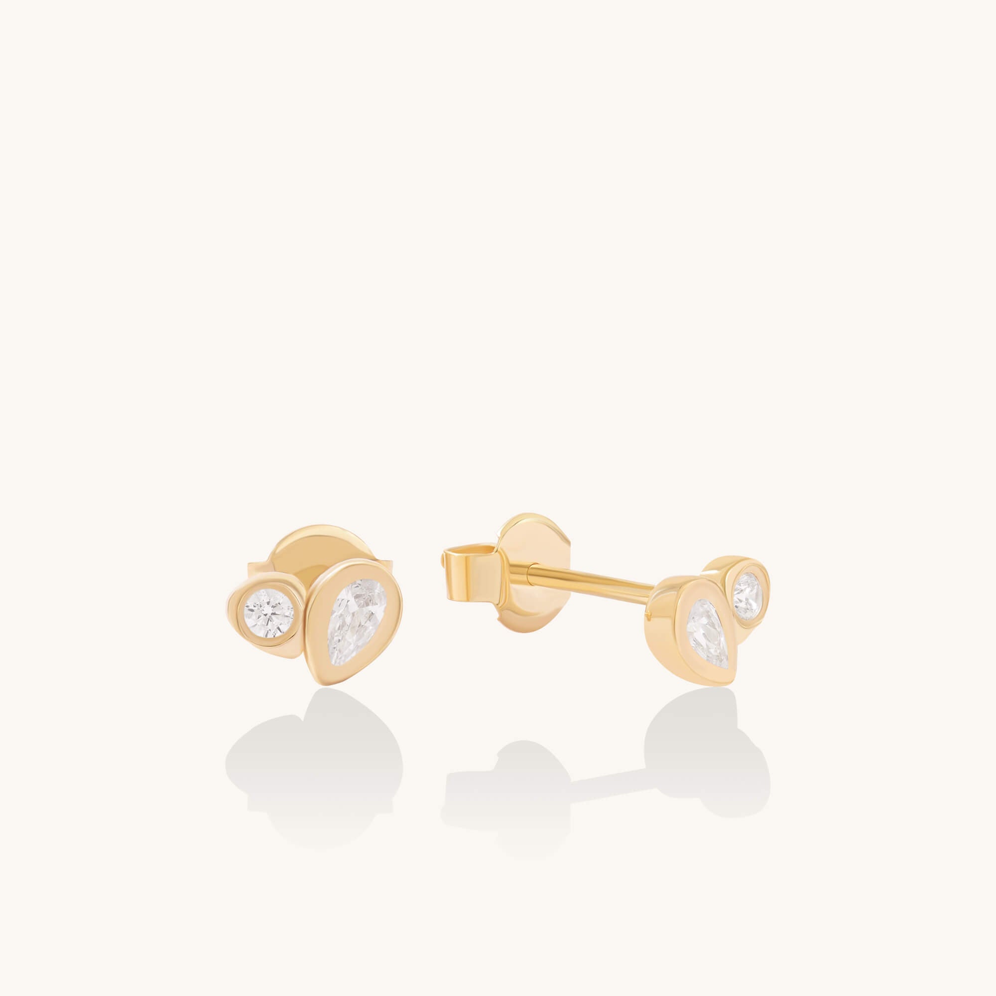 Droplet Duo Stud Earrings in 24K Gold Vermeil