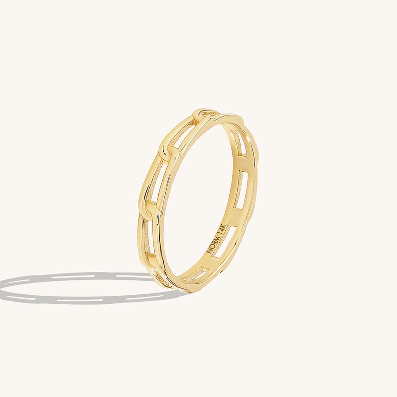 14K Real Yellow Gold Chain Stacking Band Ring