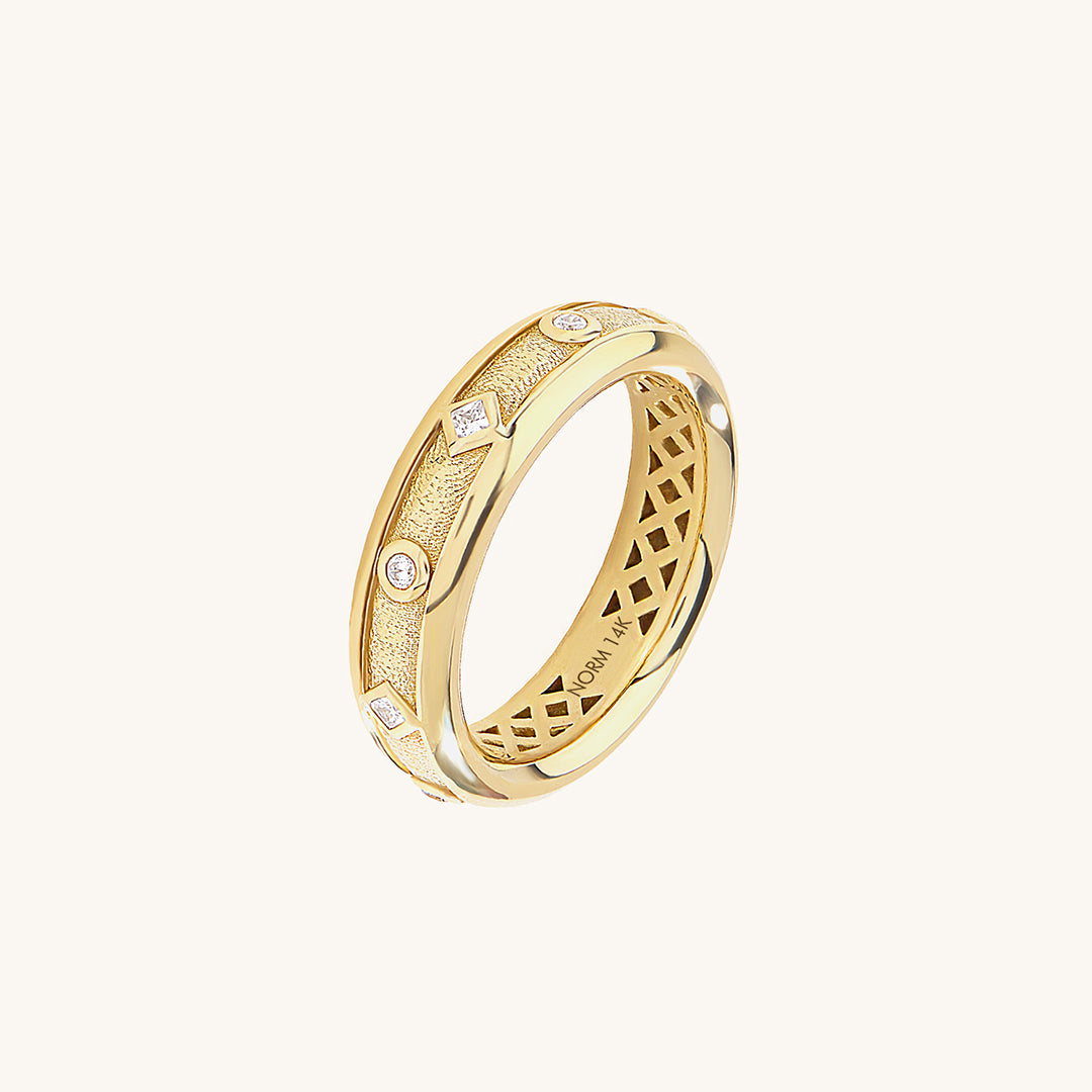 Etruscan Wedding Band Ring in Gold