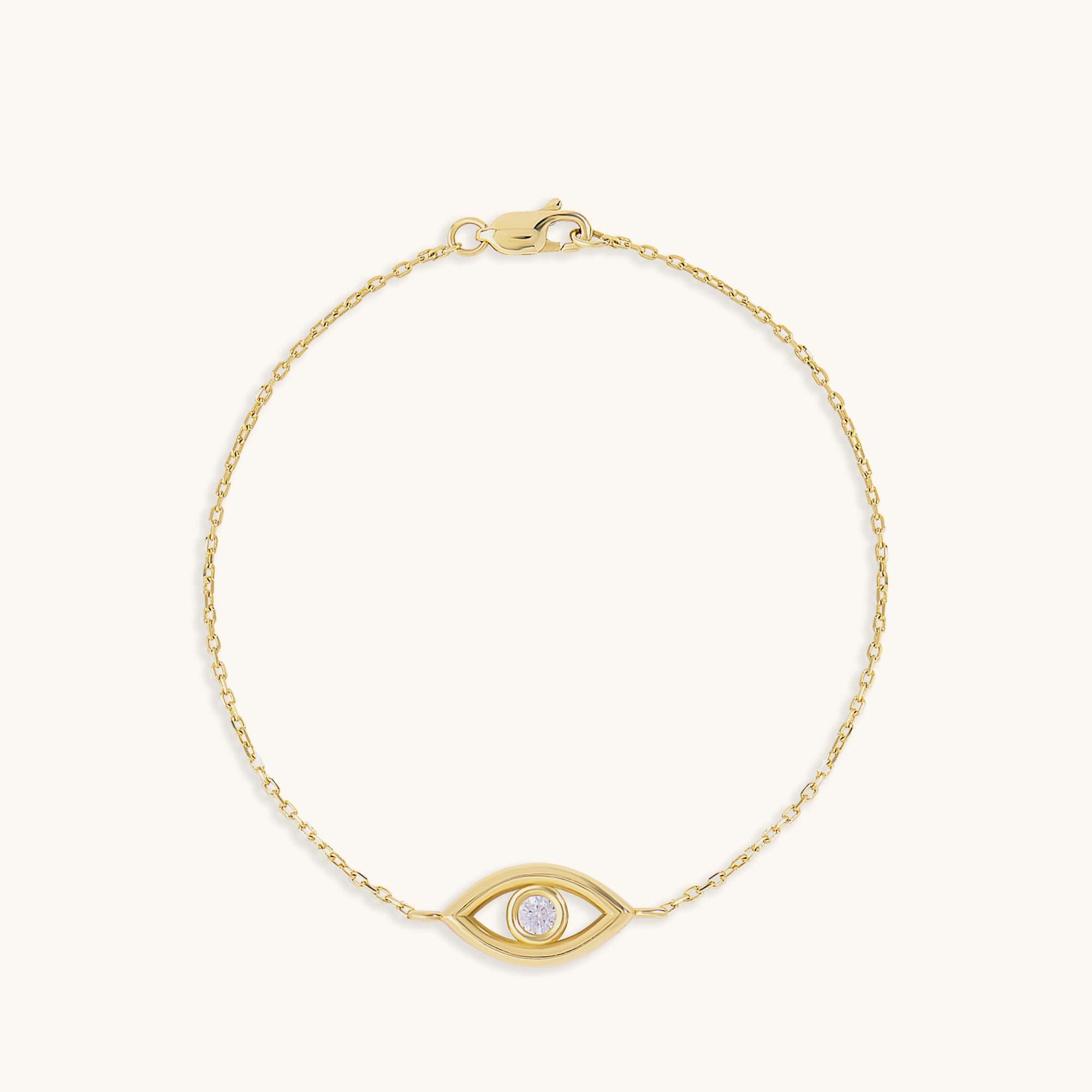 Women's 14K Solid Gold Evil Eye Charm Protection Bracelet