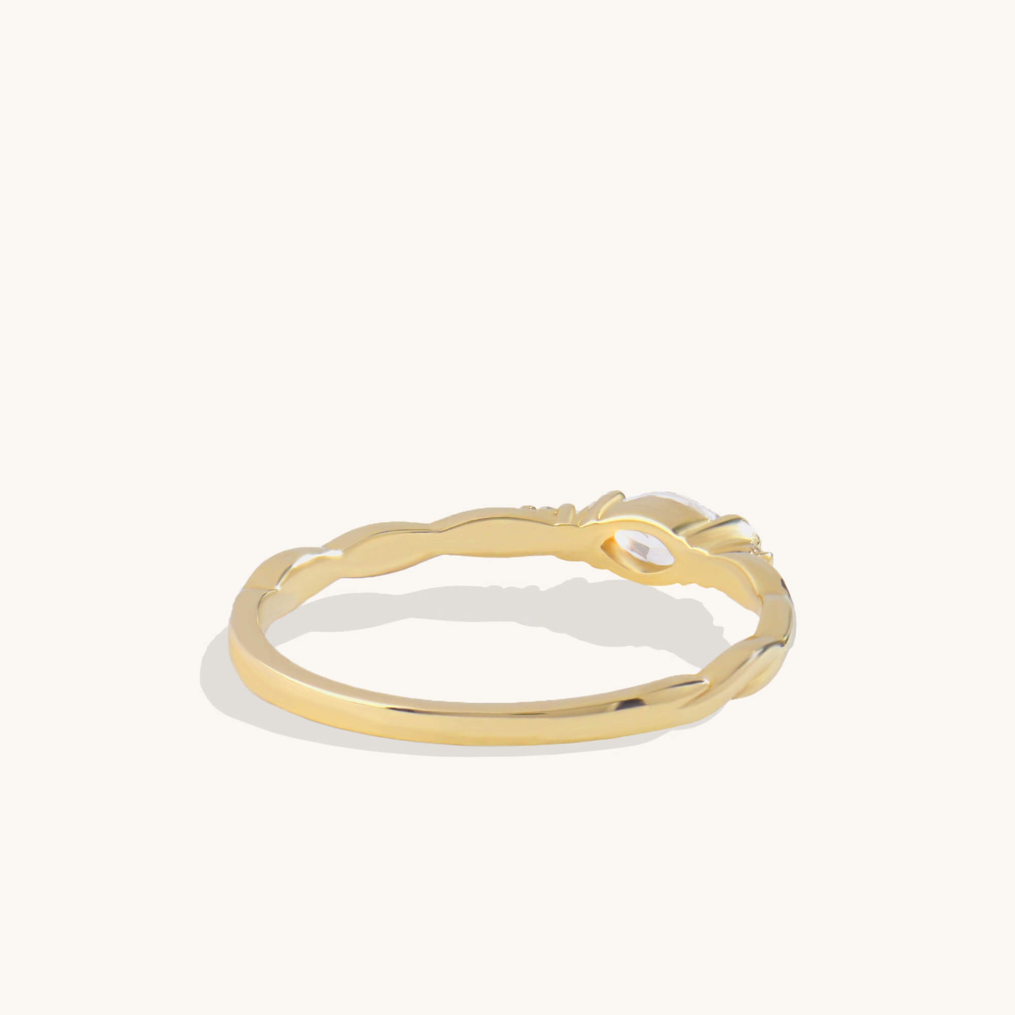 Women's Marquise Solitaire Twist Ring in 14k Real Gold