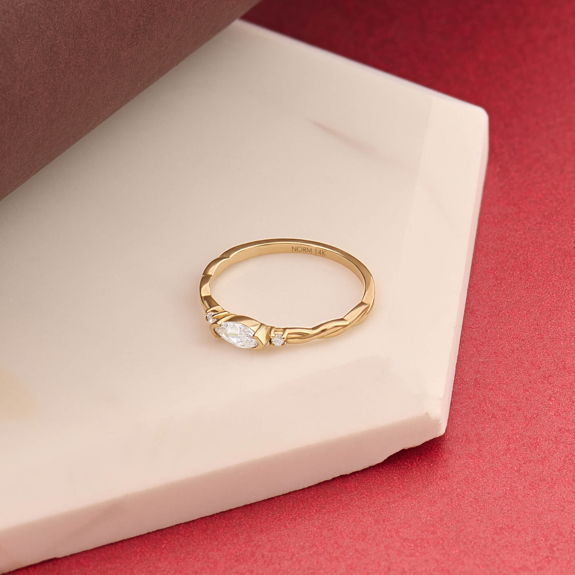 Women's East-West Marquise Engagement Ring in 14k Gold