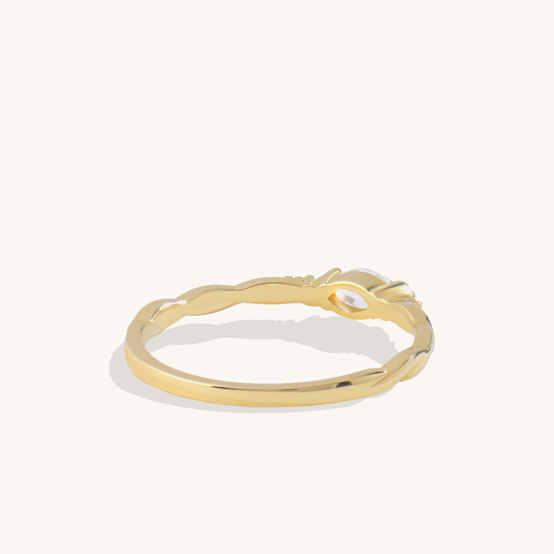Women's Marquise Solitaire Twist Ring in 14k Real Gold