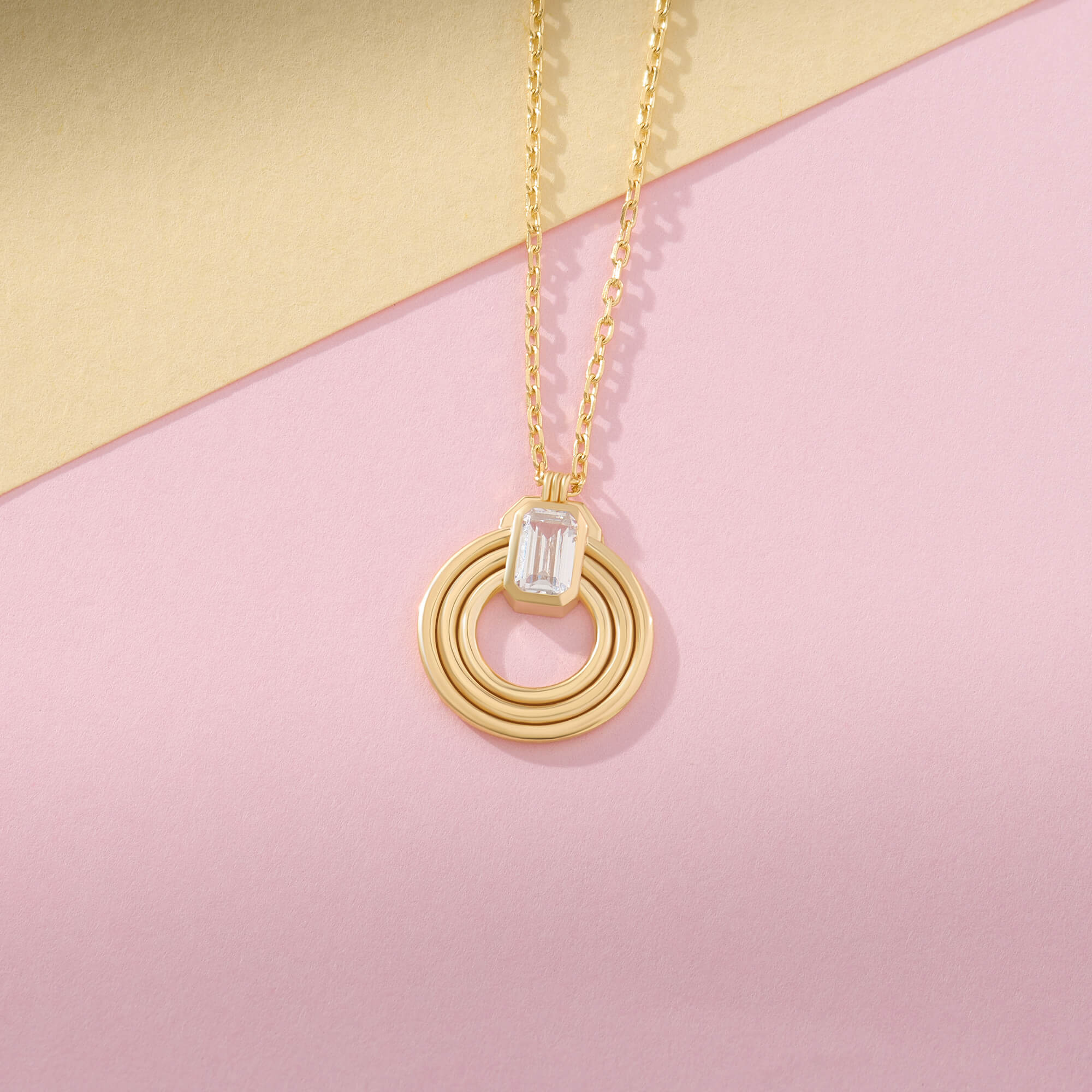Vermeil Emerald-Cut Moissanite Orbit Loop Necklace