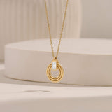 Emerald-Cut Moissanite Orbit Loop Necklace in Real Yellow Gold