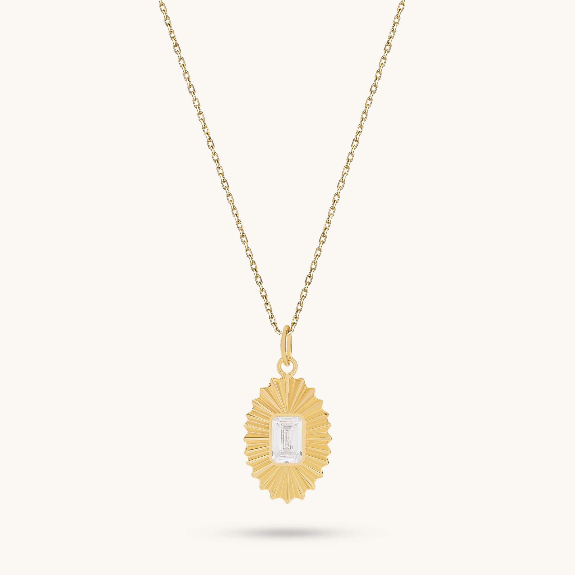 24K Gold Vermeil Emerald Cut Sunflower Necklace