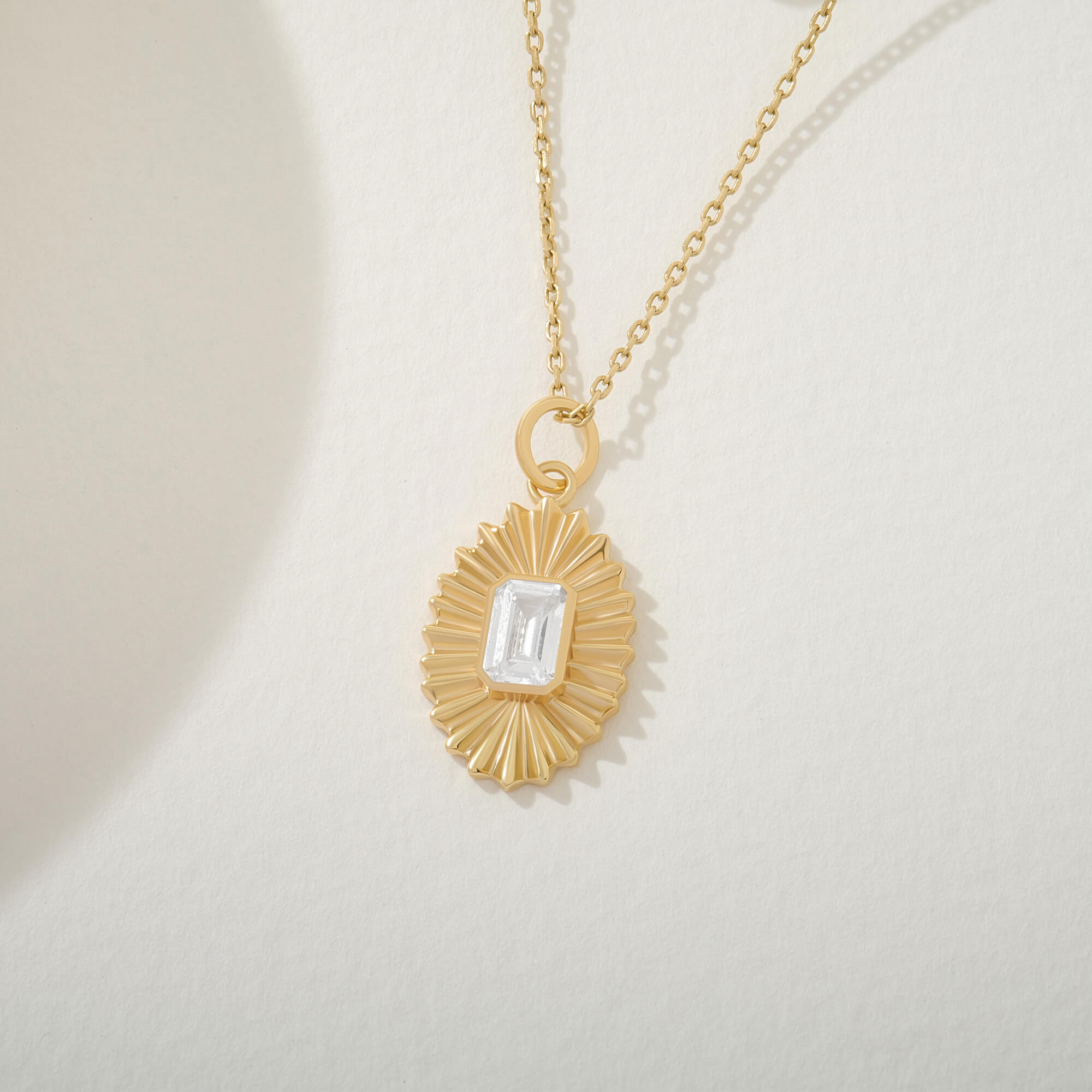 Emerald-Cut Sunflower Necklace in 24K Vermeil