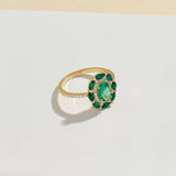 Women's Emerald Floral Ring in 14k Real Gold