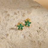 Marquise Emerald Gloral Earrings in 14K Gold