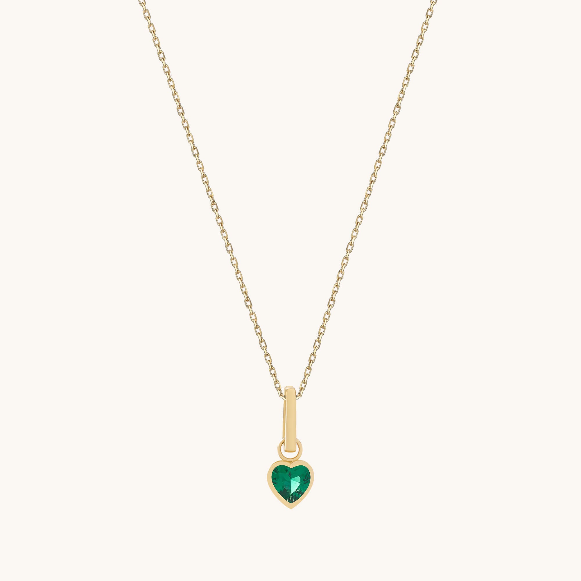 Emerald Heart Necklace in Solid Gold