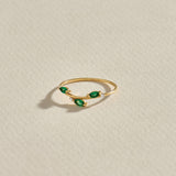 Emerald Leaf Ring in 14k Real Gold