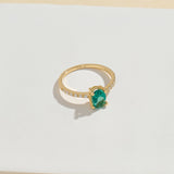 Emerald Oval Solitaire Ring in 14k Solid Gold