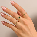 14k Real Gold Emerald Seashell Eternity Ring