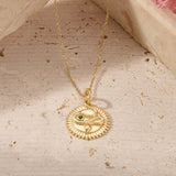 14K Solid Gold Emerald Snake Coin Necklace for Women