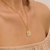 14k Real Yellow Gold Emerald Serpent Coin Necklace