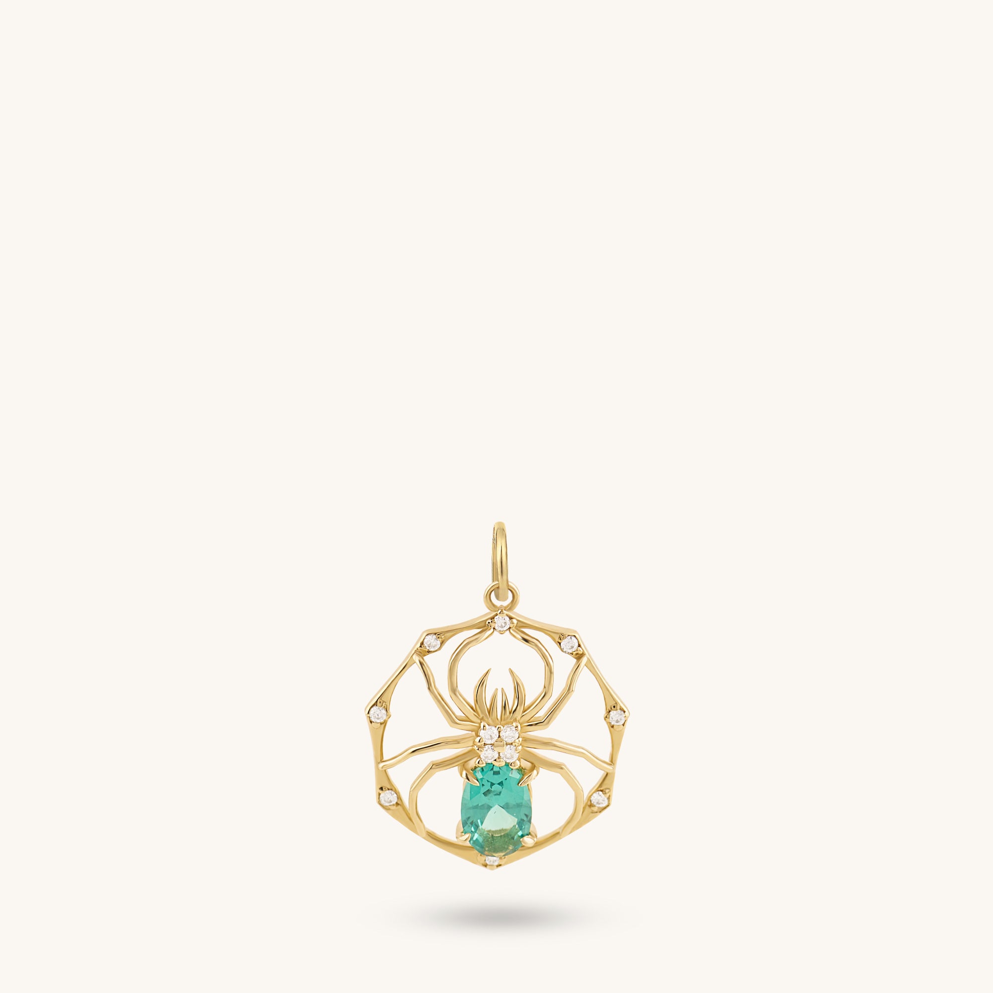 Emerald Spider Necklace in Gold