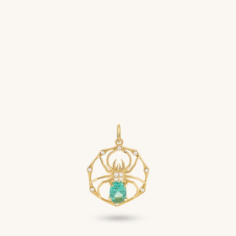 Emerald Spider Necklace in Gold