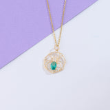 Women's 14k Yellow Gold Emerald Spider Necklace