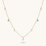 Emerald Station Necklace in 14K Solid Gold