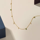 Emerald Station Solid Yellow Gold Necklace