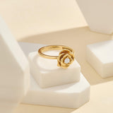 Enchanted Rose Beauty and the Beast Inspired Flower Ring in 14k Real Gold