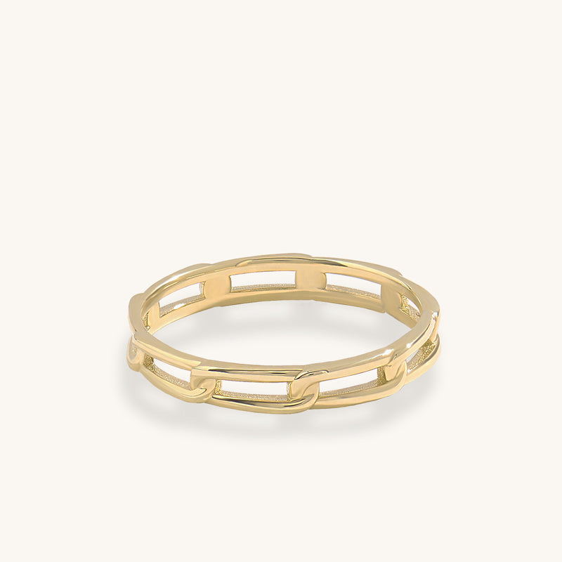 14K Solid Gold Eternity Link Chain Band Ring