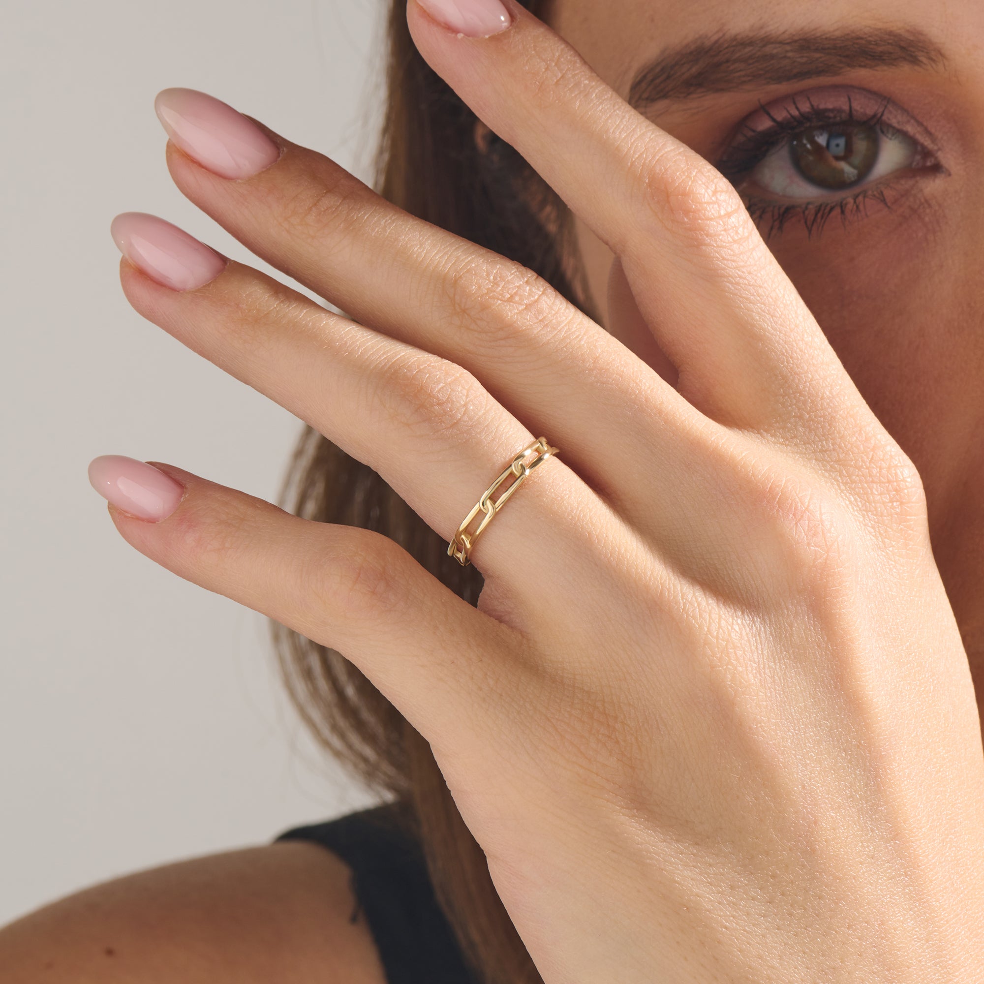 14K Real Gold Chain Stacking Band Ring