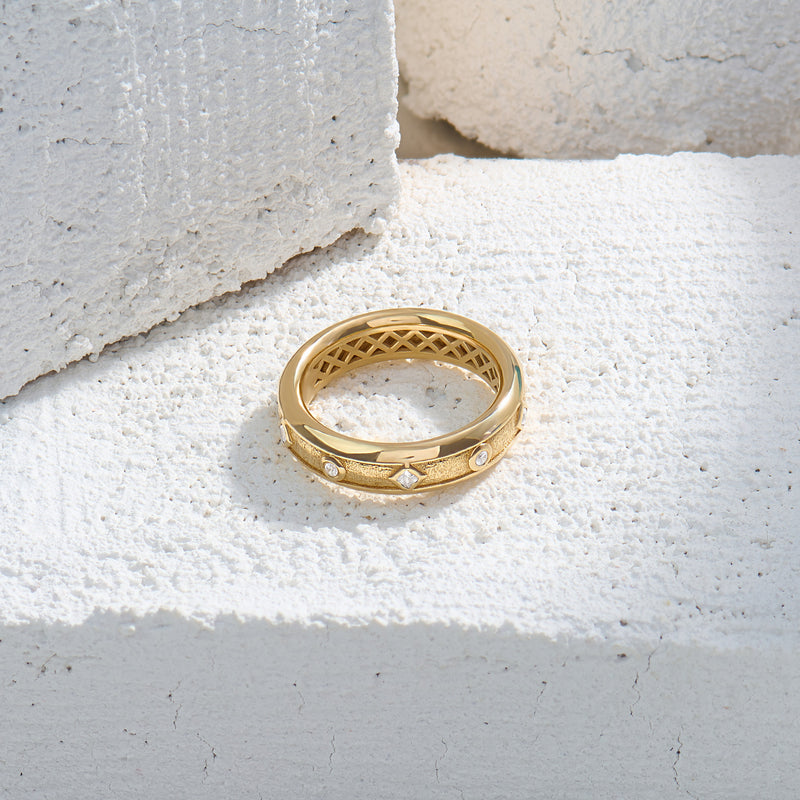 14K Real Gold Etruscan-Inspired Wedding Band Ring