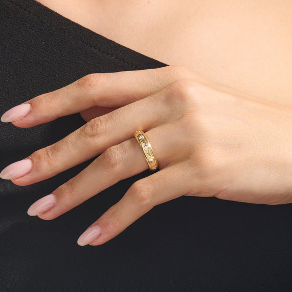 14K Solid Gold Etruscan-Inspired Wedding Band Ring