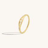 14K Real Yellow Gold Eye Line Signet Ring