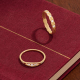 Solid 14K Gold Line Pave Ring