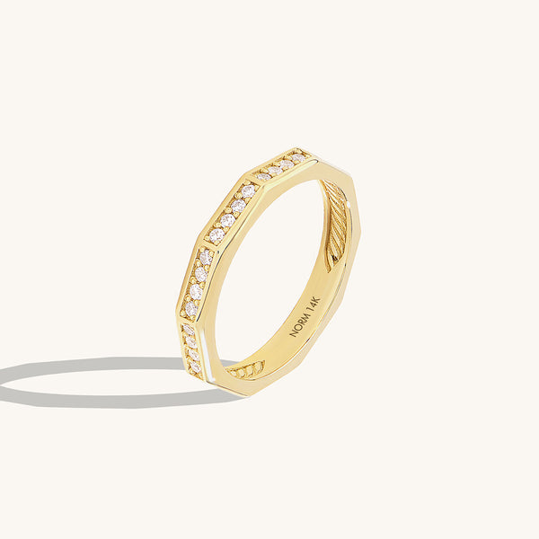 14K Real Gold Faceted Eternity Band Ring