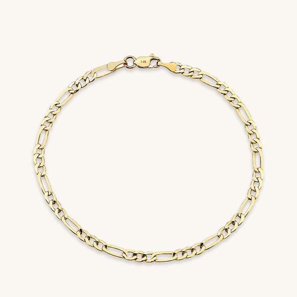 14k Real Gold Figaro Chain Bracelet for Women
