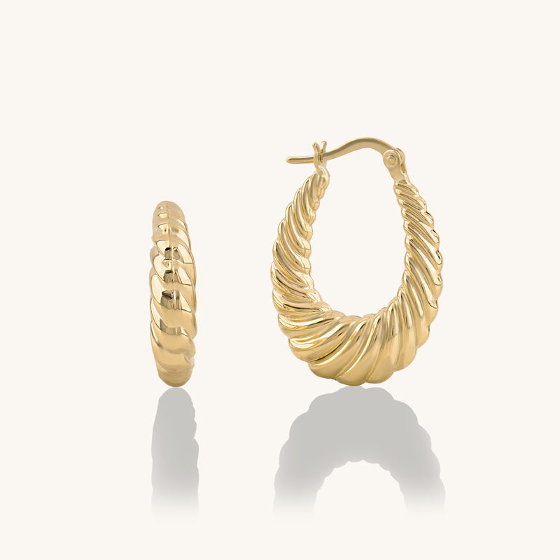 Women's 14k Yellow Gold Flat Croissant Earrings