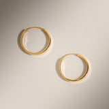 14K Solid Gold Thin Flat Hoop Earrings