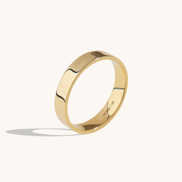 14k Gold 3mm Flat Wedding Band Ring for Women