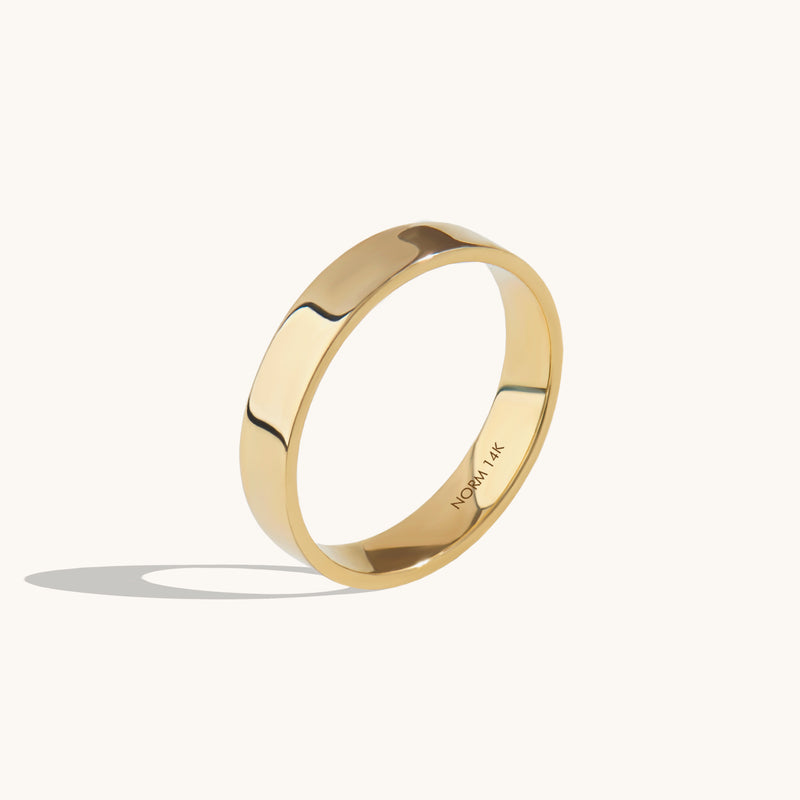 14k Gold 3mm Flat Wedding Band Ring for Women